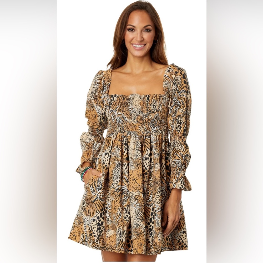 NWT Lilly Pulitzer Long Sleeve Beyonica Sundress Walk On The Wild Side Size XL